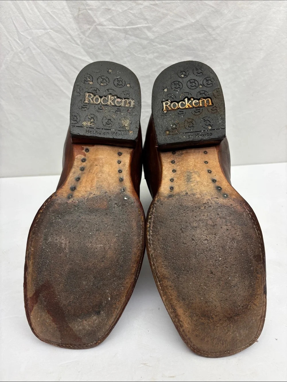 Rock Men's Brown Leather Western Ankle Boots, SZ 9